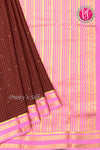Pure Mysore Crepe Silk Saree -Maroon And Lightpink-PF86103