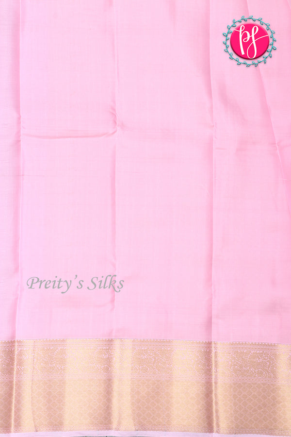 Half Pure Kanchipuram Silk Saree-Red And Babypink-PA25832