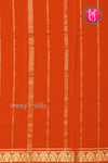 Pure Mysore Crepe Silk Saree-Gandaberunda Border-Orange-PA26362