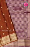 Half Kanchipuram Silk Saree-Rust Orange With Deep Purple-PF68675
