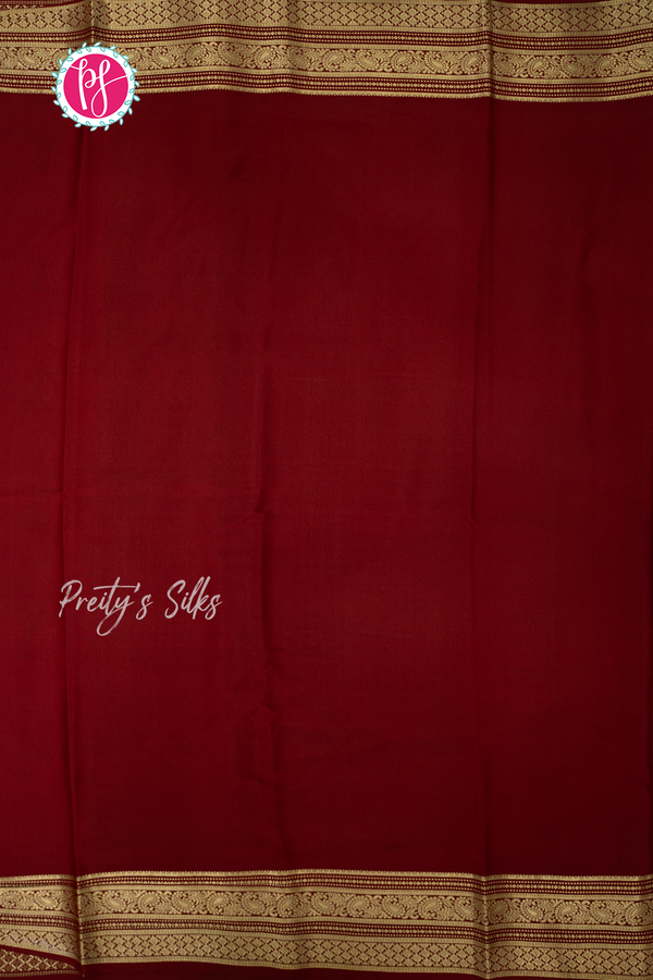 Pure Mysore Crepe Silk Saree-Rosepink And Marron-PA56143
