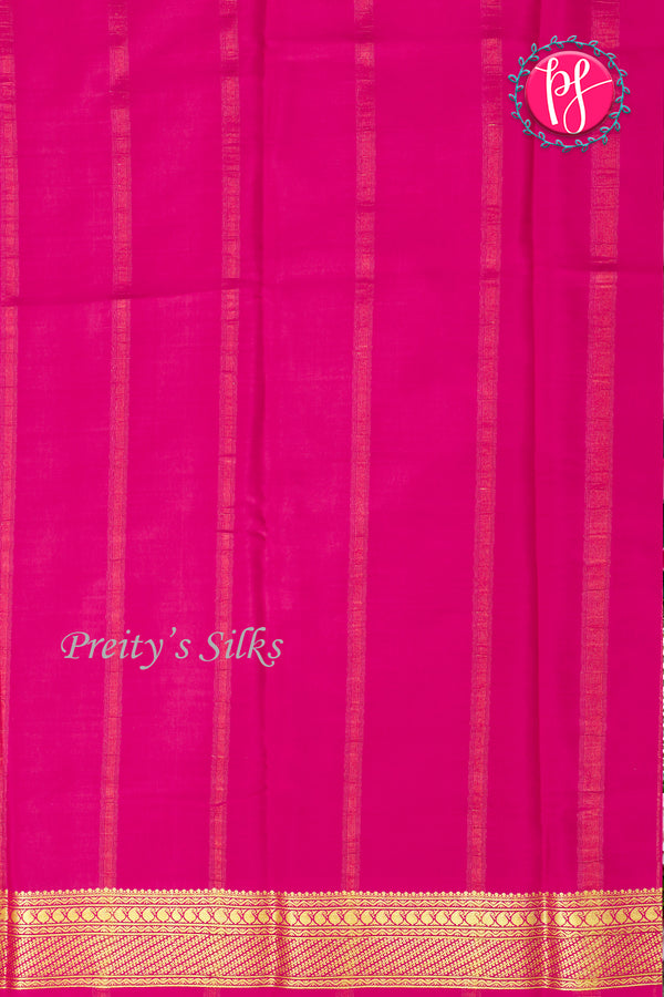Pure Mysore Crepe Silk Saree-Royalblue And Pink-PA22436
