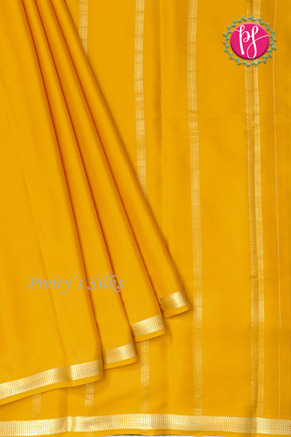 Pure Mysore Crepe Silk Saree -Mustardyellow-PA03056