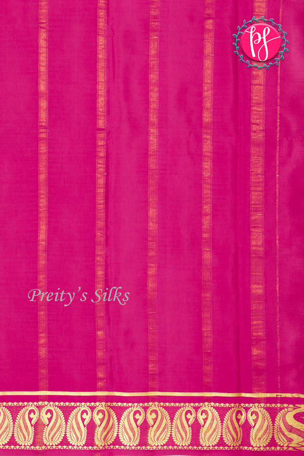 Pure Mysore Crepe Silk Saree -Royalblue And Pink-PA47159