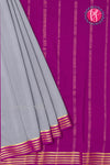 Pure Mysore Crepe Silk Saree -Grey And Purple-PF79543