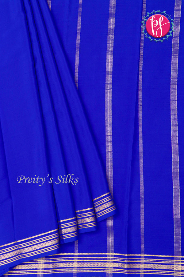 Pure Mysore Crepe Silk Saree-Royalblue-PA19538