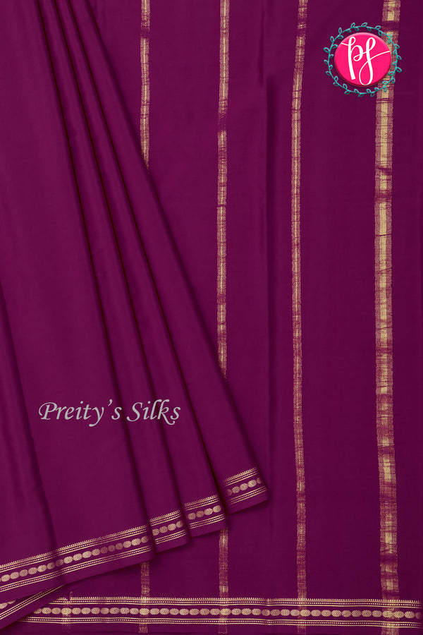 Pure Mysore Crepe Silk Saree-DeepPurple-PA20546