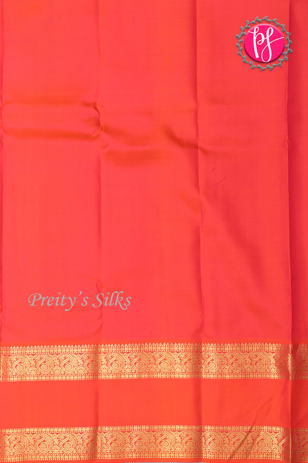 Pure Kanchipuram Silk Saree-Navyblue And Red-PA23514