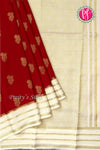 Pure Mysore Crepe Silk Saree -Red And White -PA01187