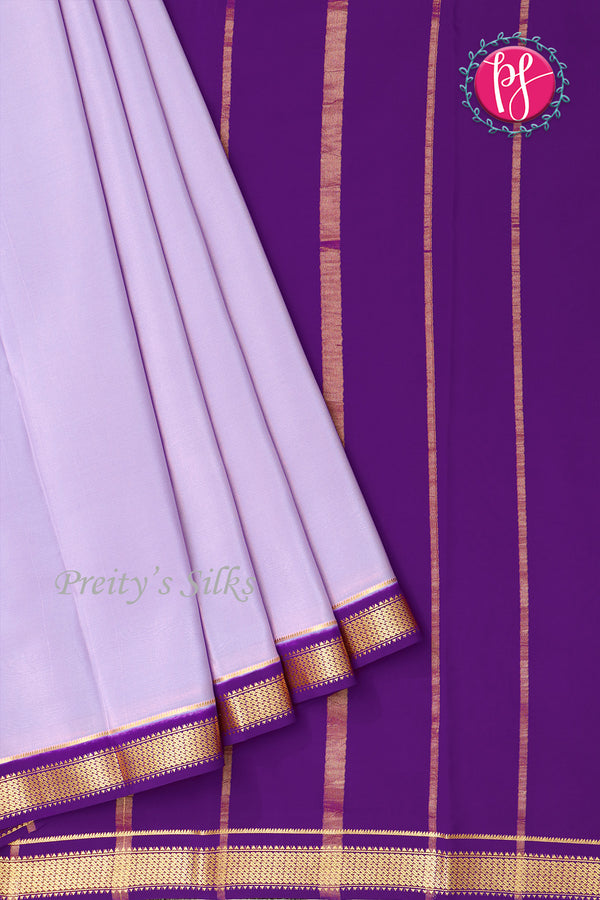 Pure Mysore Crepe Silk Saree -Lilac And Purple-PA10650