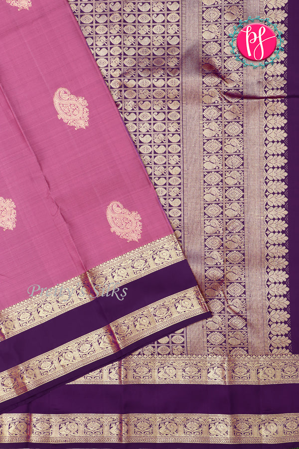 Pure Kanchipuram Silk Saree-Onionpink And Purple-PA23554