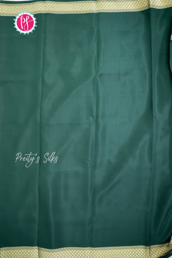 Pure Mysore Crepe Silk Saree-Bottlegreen-PA57142