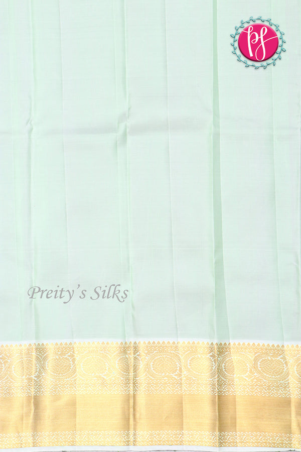 Pure Kanchipuram Silk Saree-Red With Ligth Sea Green-PF81261