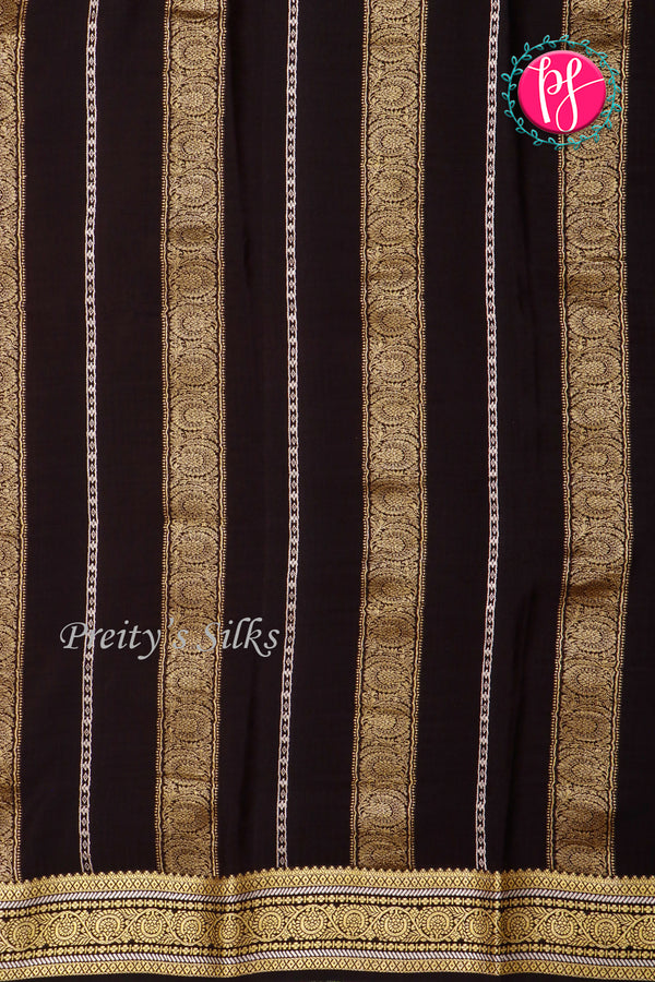 Pure Mysore Crepe Silk Saree-Red And Black-PA46766