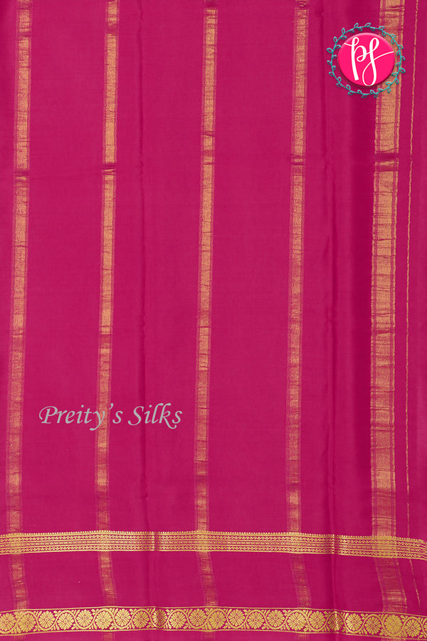 Pure Mysore Crepe Silk Saree-Pisatgreen And Pink- PA22264