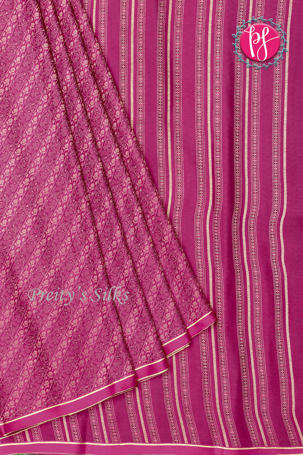PURE KADDI BANARASI GEORGETTE SILK SAREE-Deep Pink-PA14778