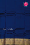 Half Pure Kanchipuram Silk Saree-Light Teal And Deep Navyblue- PF81370