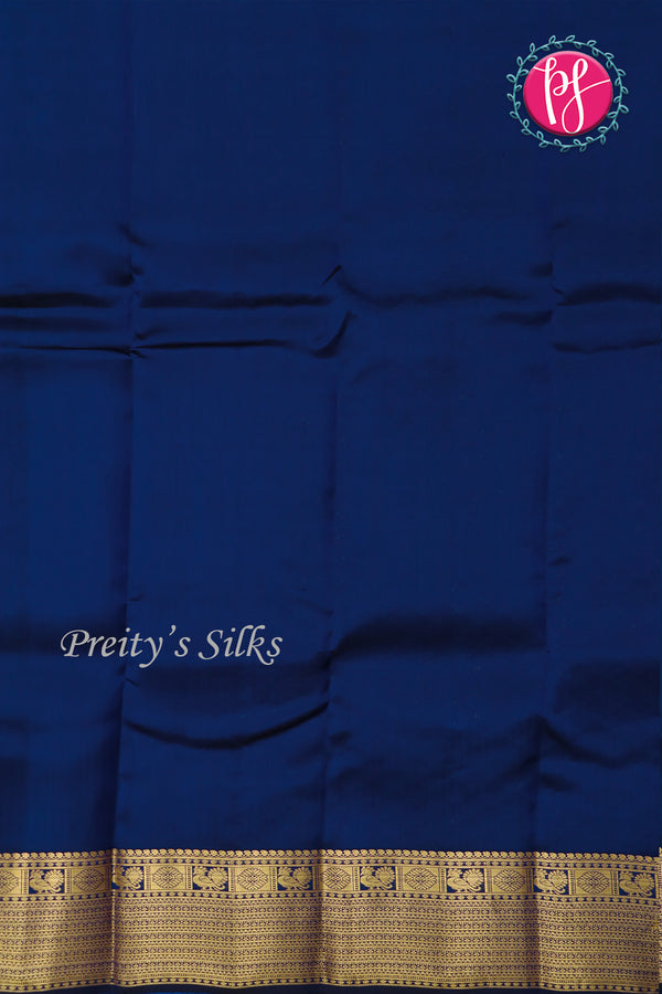 Half Pure Kanchipuram Silk Saree-Light Teal And Deep Navyblue- PF81370