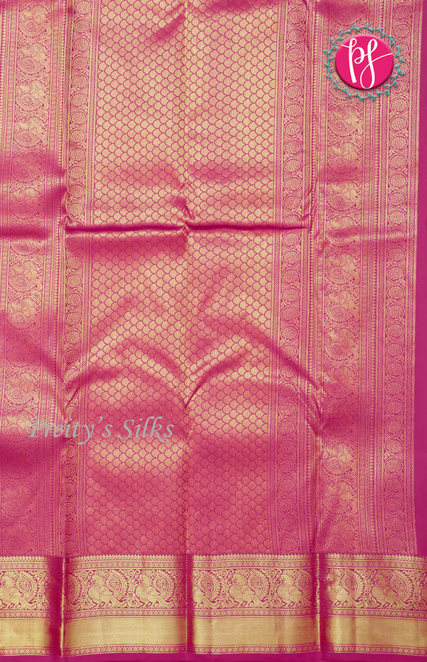 Pure KanchipuramBrocadeSilk Saree - Mejenta pink-PF58657