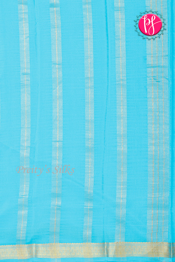 Pure Mysore Crepe Silk Saree-Aquablue-PA33565
