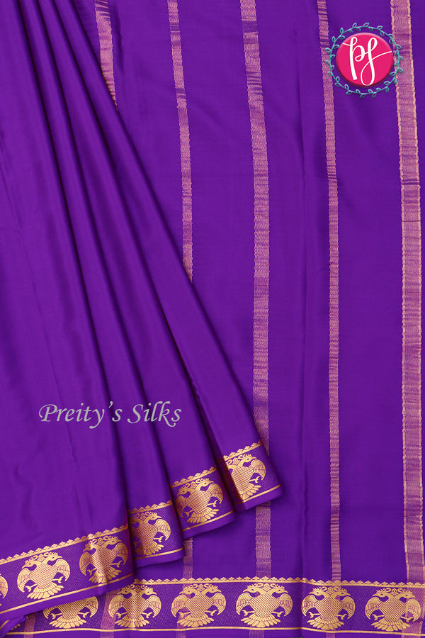 Pure Mysore Crepe Silk Saree-Gandaberunda Border-PF84405