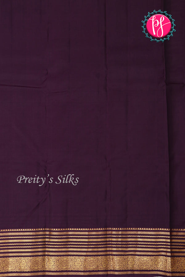 Half Pure Kanchipuram Silk Saree-Green And Deeppurple-PA25779