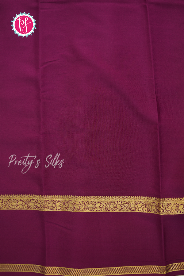 Pure Mysore Crepe Silk Saree-Olivegreen And Wine- PA56316