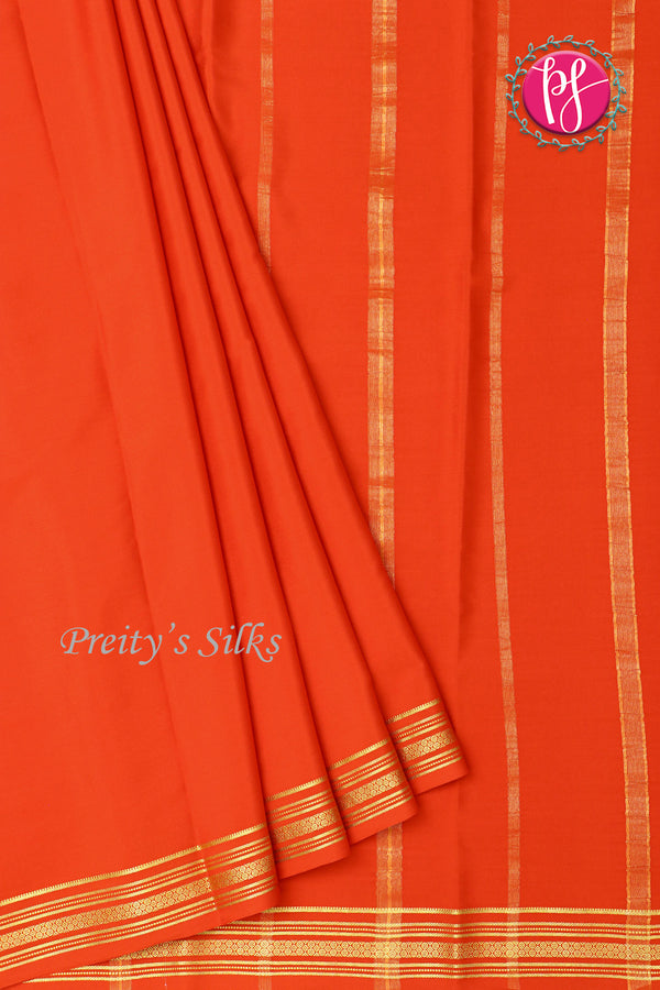 Pure Mysore Crepe Silk Saree-Orange-PA19538