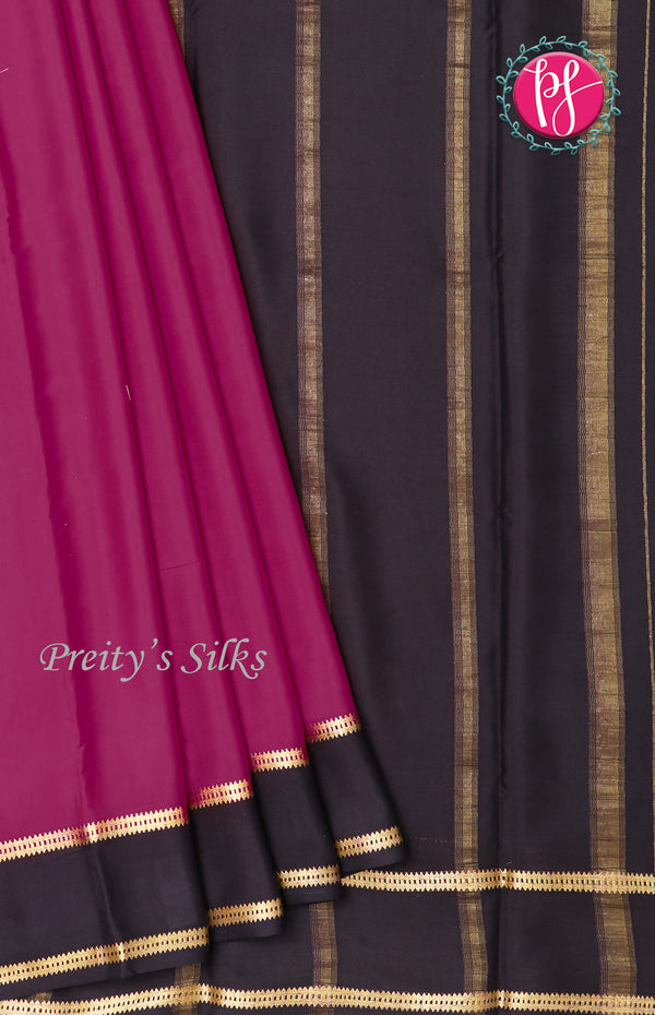Pure Mysore Crepe Silk Saree With Contrast Bentex Border-PF39167