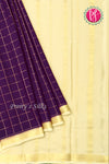 Pure Mysore Crepe Silk Saree -DeepPurple And warm yellow-gold PA09448