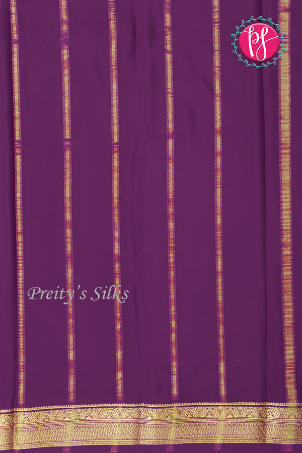 Pure Mysore Crepe Silk Saree-Deep Purple-PF84310