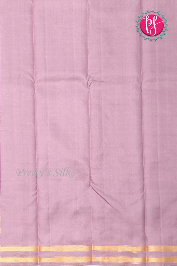 Pure Kanchipuram Silk Saree-Purple And Dustyrose-PF04406
