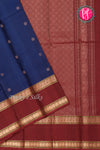 Pure Kanchipuram Silk Saree-Blue And Marron-PA17552