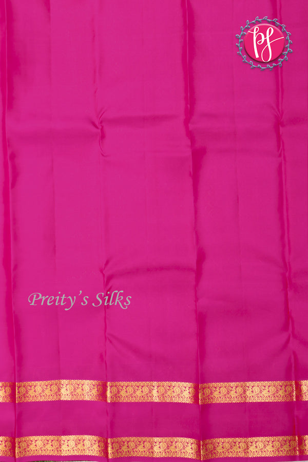 Half Pure Kanchipuram Silk Saree-Mustard yellow And Pink-PF04459