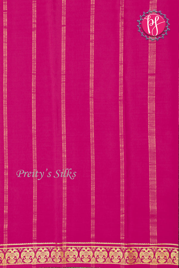 Pure Mysore Crepe Silk Saree-Gandaberunda Border-Deep Maroon And Pink-PA19895