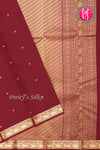 Pure Kanchipuram Silk Saree-Marron-PA27091