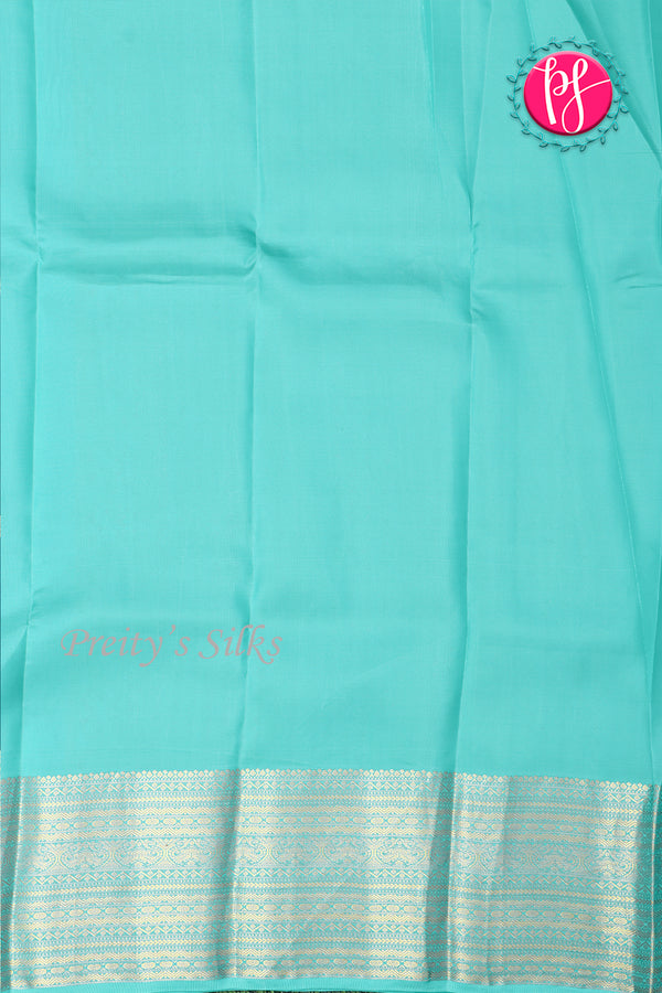 Half Pure Kanchipuram Silk Saree-PeacockGreen And Cyan -PA25832
