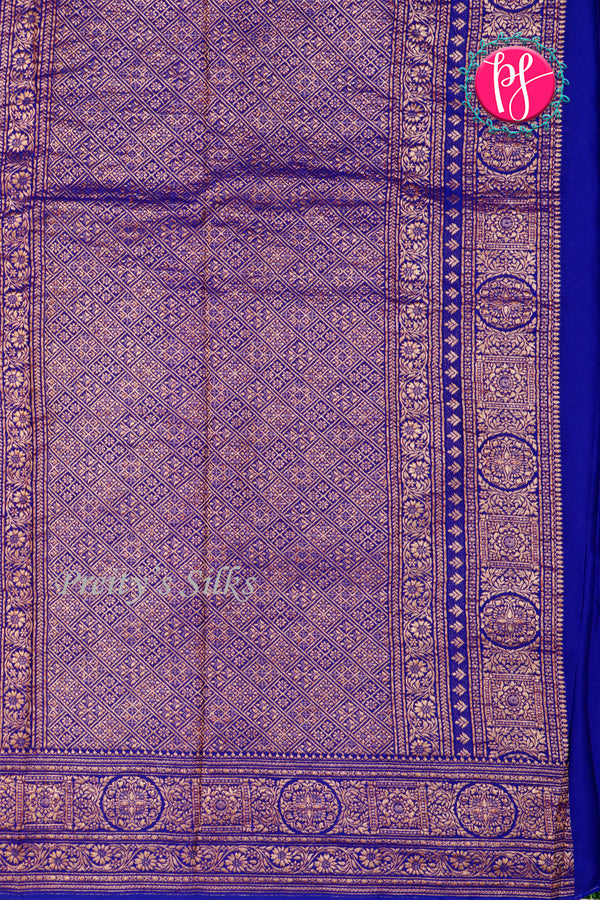 PURE KADDI BANARASI CREPE SILK SAREE-Royalblue-PA29680
