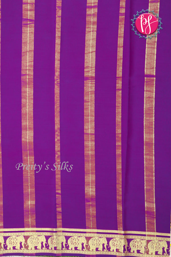 Pure Mysore Crepe Silk Saree-Contrast-Rustorange And Purple-PA19804