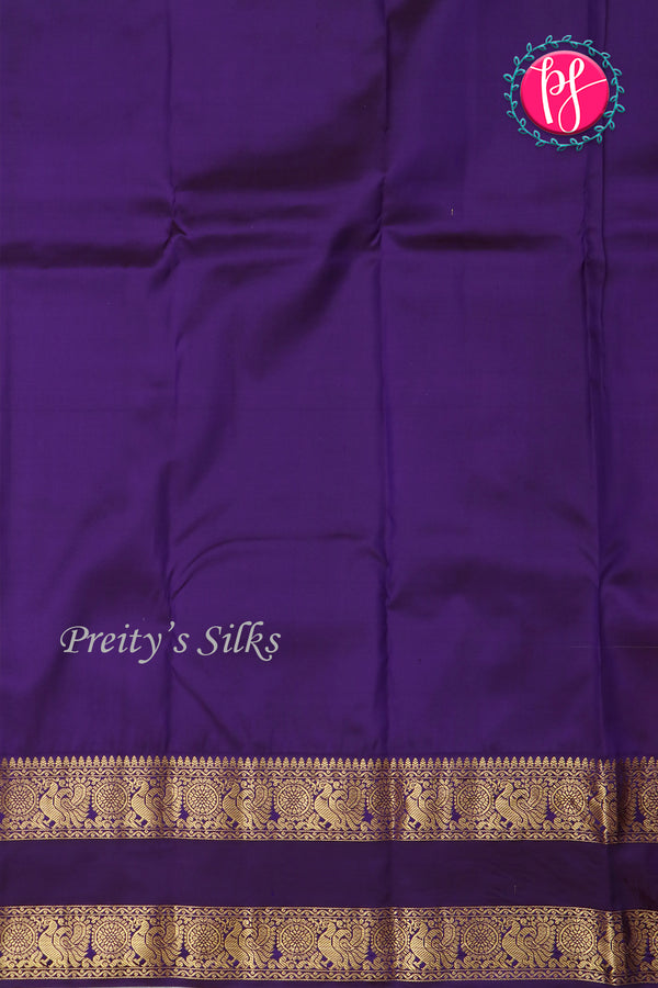 Pure Kanchipuram Silk Saree-Yellow And Navyblue-PA23514
