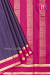 Pure Mysore Crepe Silk Saree -Navy blue And Pink-PF86048