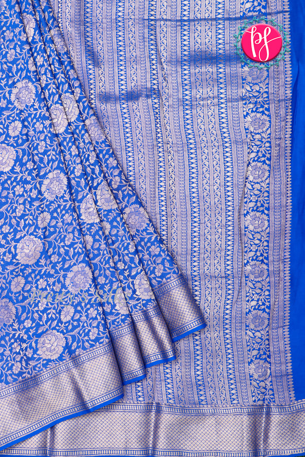 PURE KADDI BANARASI GEORGETTE SILK SAREE-Royalblue-PA23868