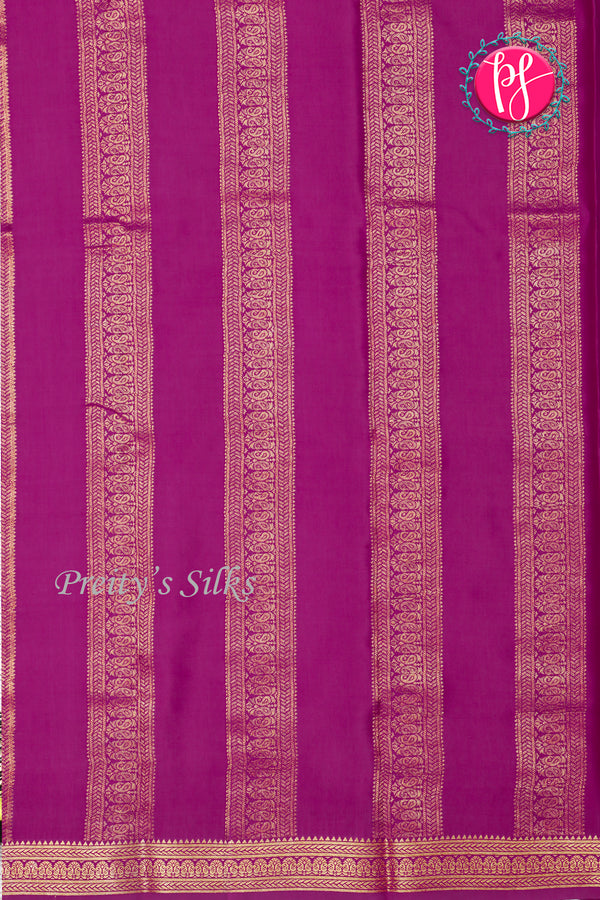 Pure Mysore Crepe Silk Saree-Doublechecks -Olivegreen And Wine-PA26523