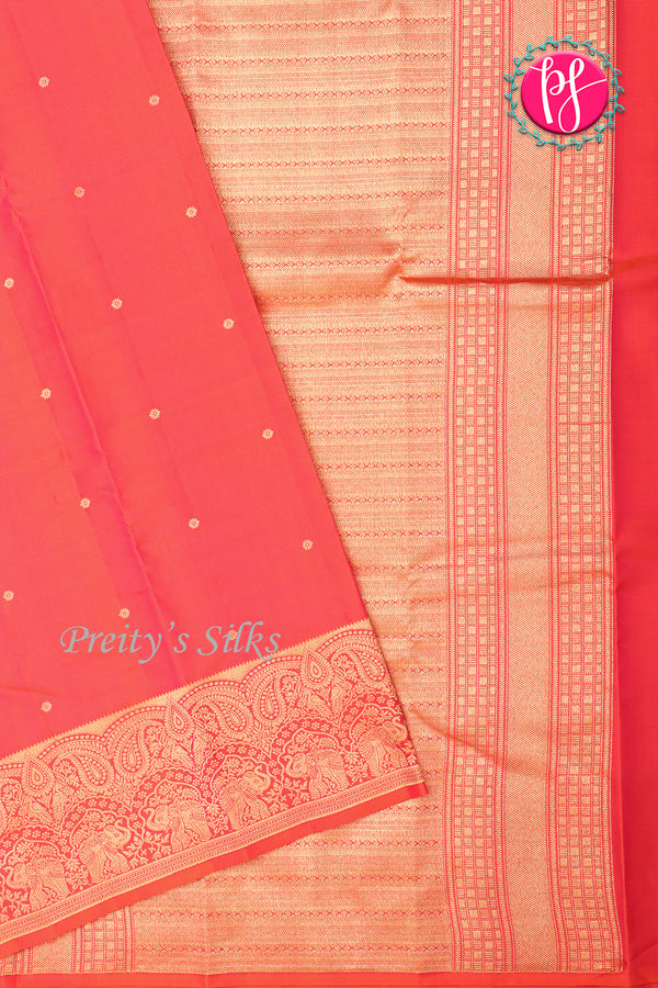 Pure Kanchipuram Silk Saree-Orange-PA20369