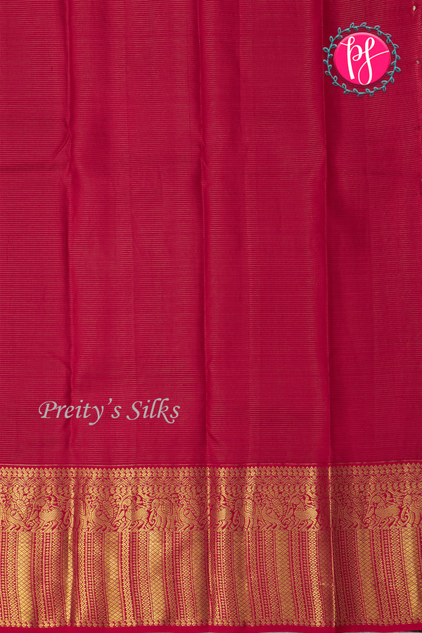 Pure Kanchipuram Silk Saree-Halfwhite And Maroon-PA23597