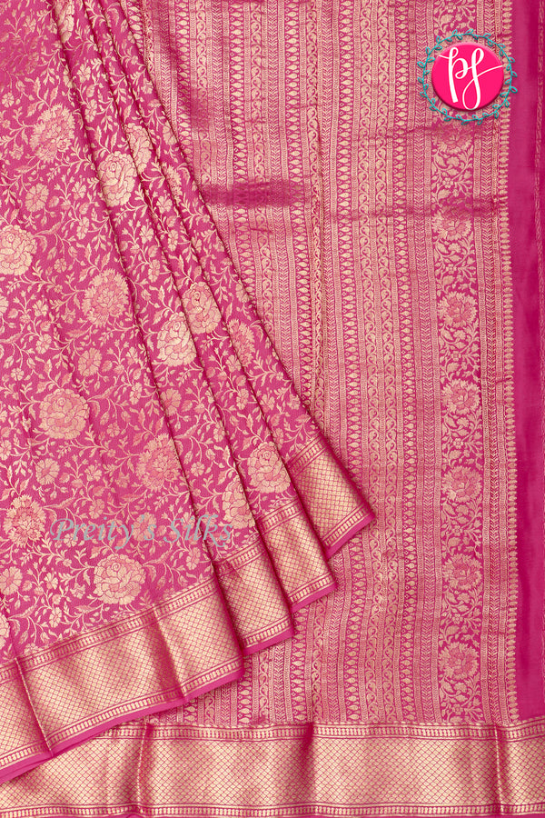 PURE KADDI BANARASI GEORGETTE SILK SAREE-Pastelpink-PA23868