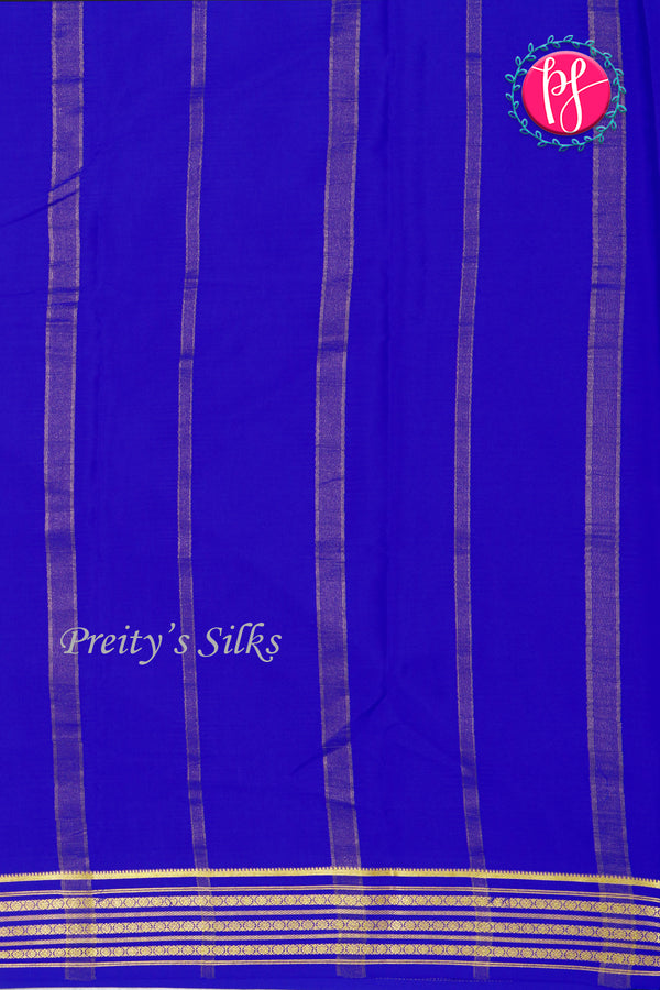 Pure Mysore Crepe Silk Saree-Royalblue- PA33665