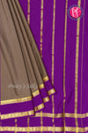 Pure Mysore Crepe Silk Saree -Dark Grey And Purple-PF82494