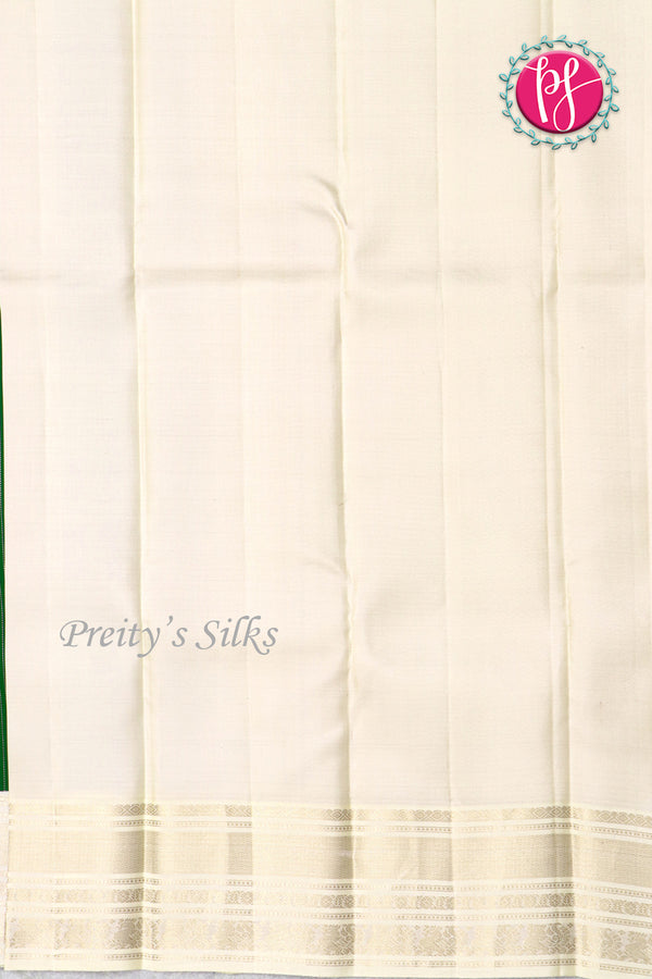 Pure Kanchipuram Silk Saree-Bottlegreen And Light grey-PF81319