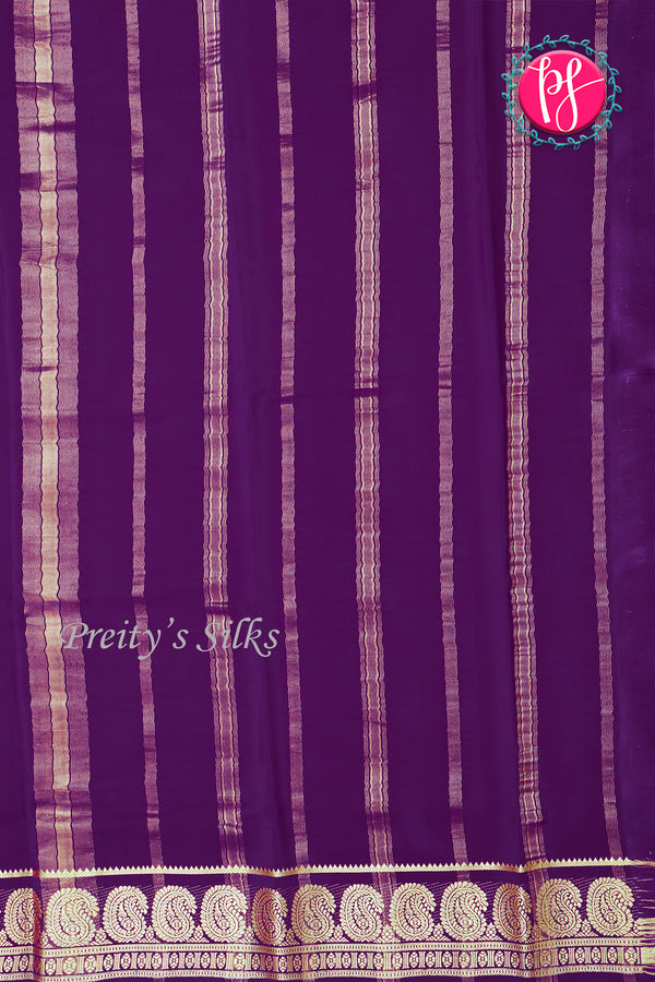 Pure Mysore Crepe Silk Saree-Mango border- Purple- PA35251